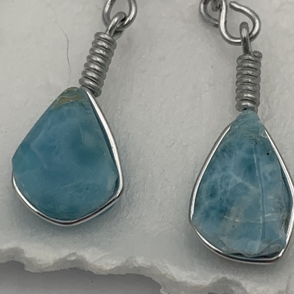 Larimar Hand made Larimar earrings DR - Picture 2 of 6
